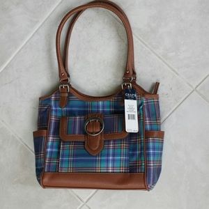 NWT Chaps blue plaid handbag